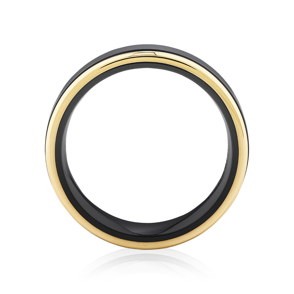 7mm Ring in 10kt Yellow Gold & Black Titanium