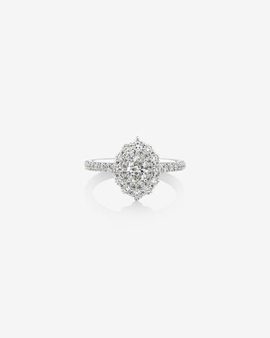 Sir Michael Hill Designer Oval Engagement Ring with 0.92 Carat TW Diamonds in 18kt White Gold