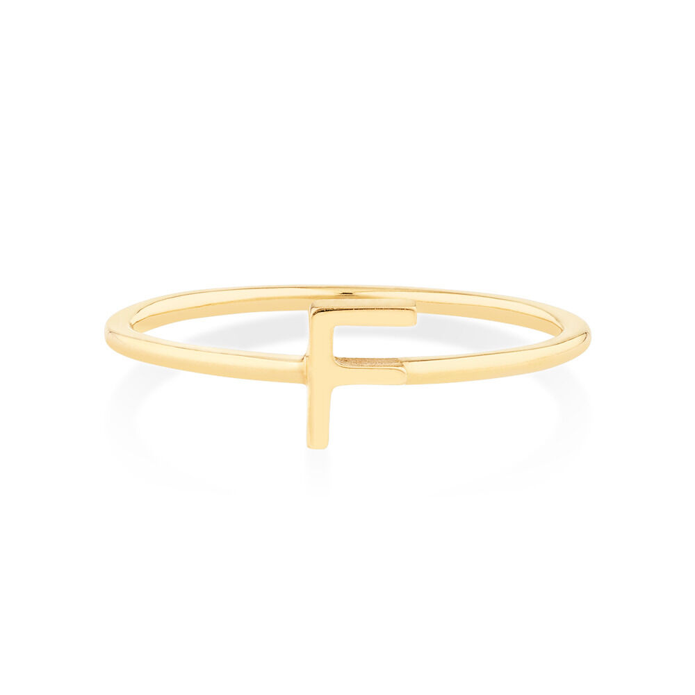 F Initial Ring in 10kt Yellow Gold