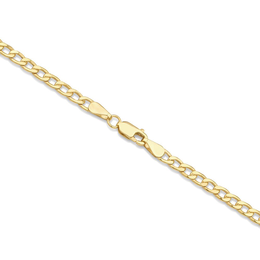 55cm (22") 3mm-3.5mm Width Hollow Curb Chain in 10kt Yellow Gold