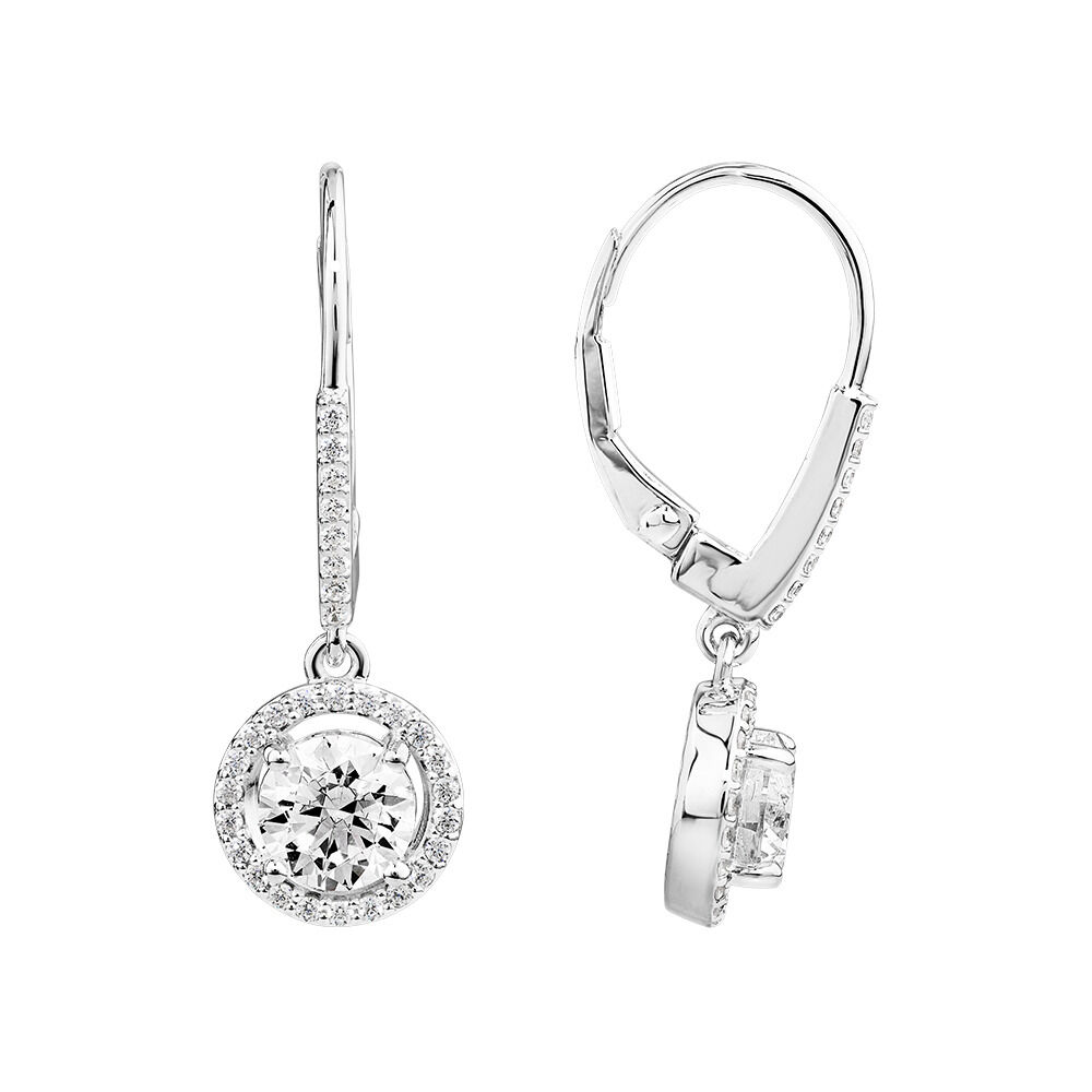 Circle Stud Earrings with Cubic Zirconia in Sterling Silver