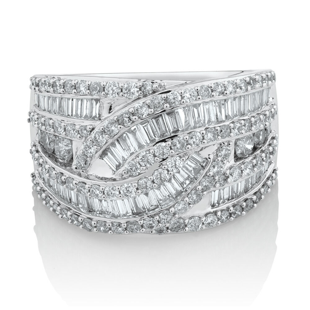 Crossover Ring with 1.75 Carat TW of Diamonds in 14kt White Gold