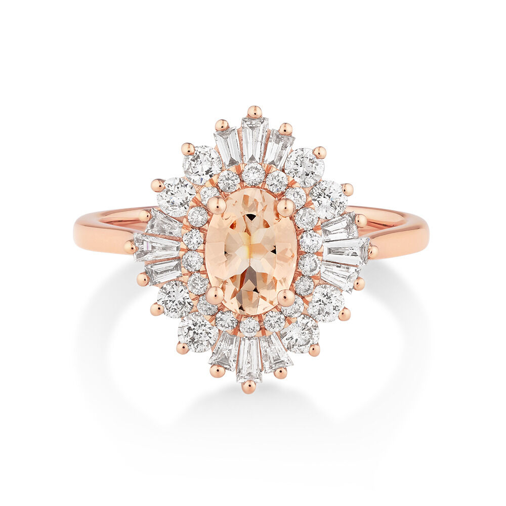 Ballerina Ring with Morganite & 0.75 Carat TW of Diamonds in 10kt Rose Gold