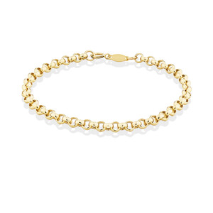 Bracelet à chaîne belcher en or jaune 10 K de 19 cm, largeur de 4 à 4,5 mm