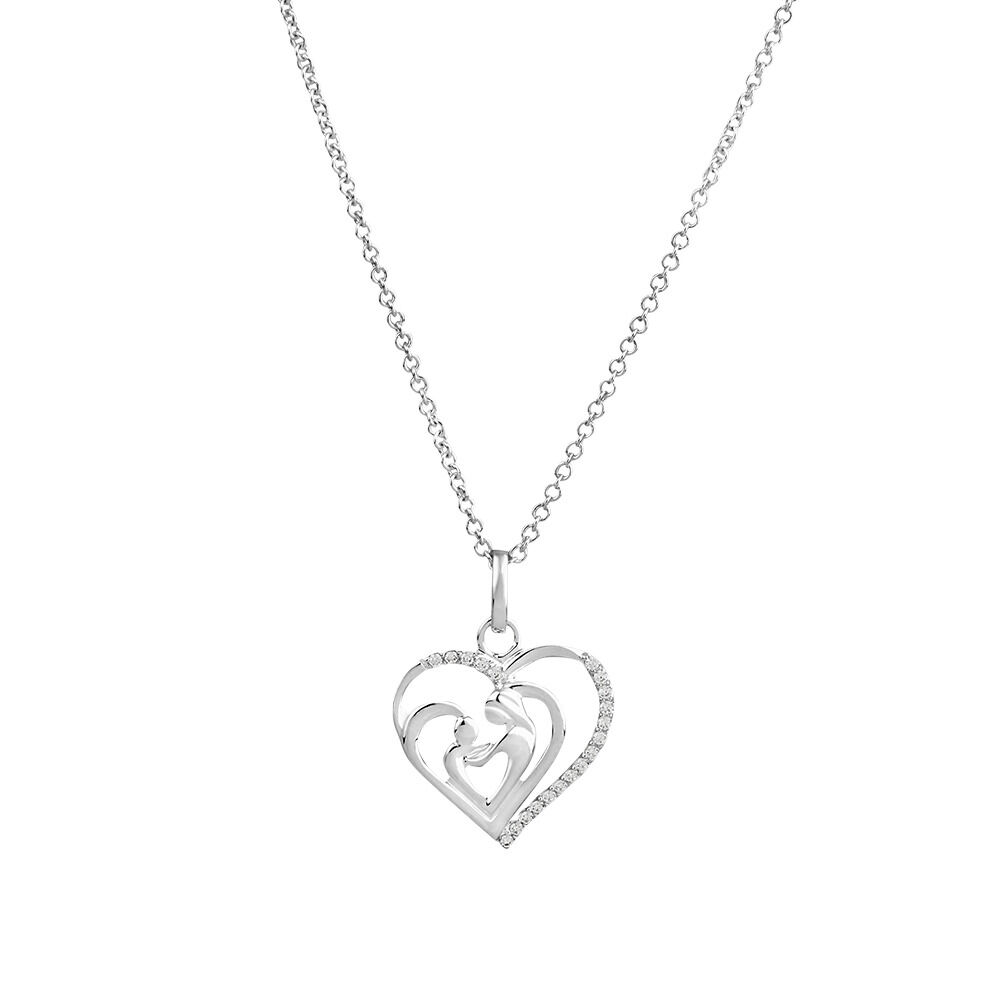 Mother & Child Pendant with Cubic Zirconia in Sterling Silver