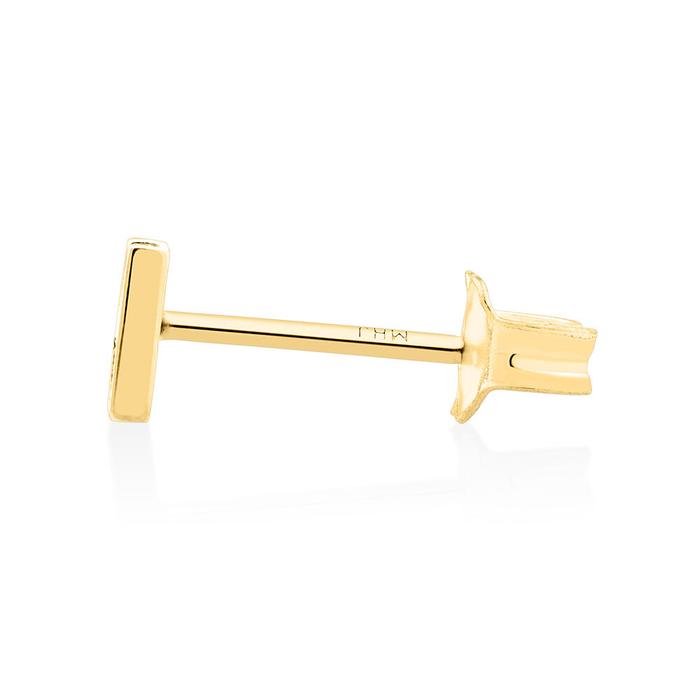 H Initial Single Stud Earring in 10kt Yellow Gold