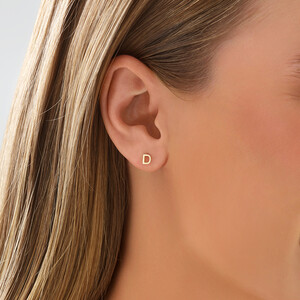 D Initial Single Stud Earring in 10kt Yellow Gold