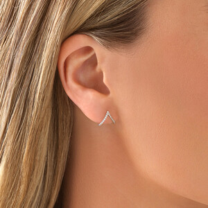 Chevron Stud Earrings with 0.17 Carat TW of Diamonds in Sterling Silver
