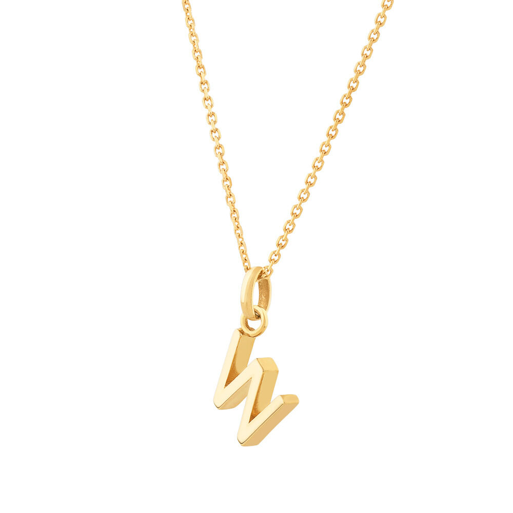 W Initial Pendant in 10kt Yellow Gold