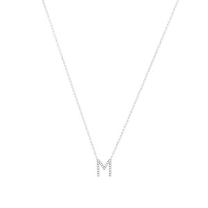 M' Initial necklace with 0.10 Carat TW of Diamonds in 10kt White Gold