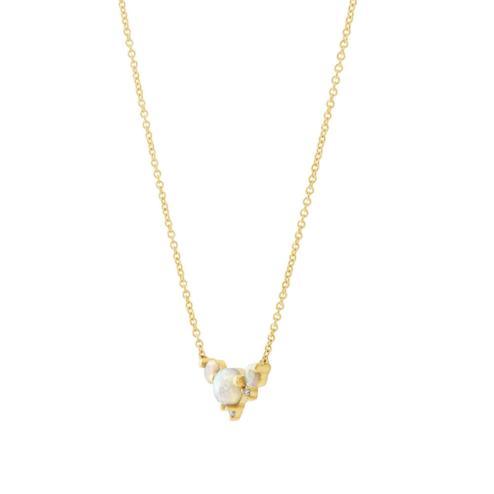 Necklace with Opal & Diamonds in 10kt Yellow Gold