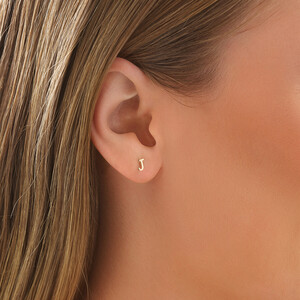 J Initial Single Stud Earring in 10kt Yellow Gold