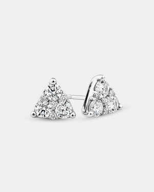 Boucles d'oreilles triangulaires à pavé en or blanc 10 K avec diamants totalisant 1,0 ct