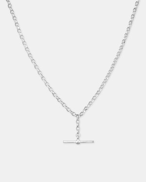 45cm (18") 2.5mm-3mm Width Belcher Chain with Fob in Sterling Silver