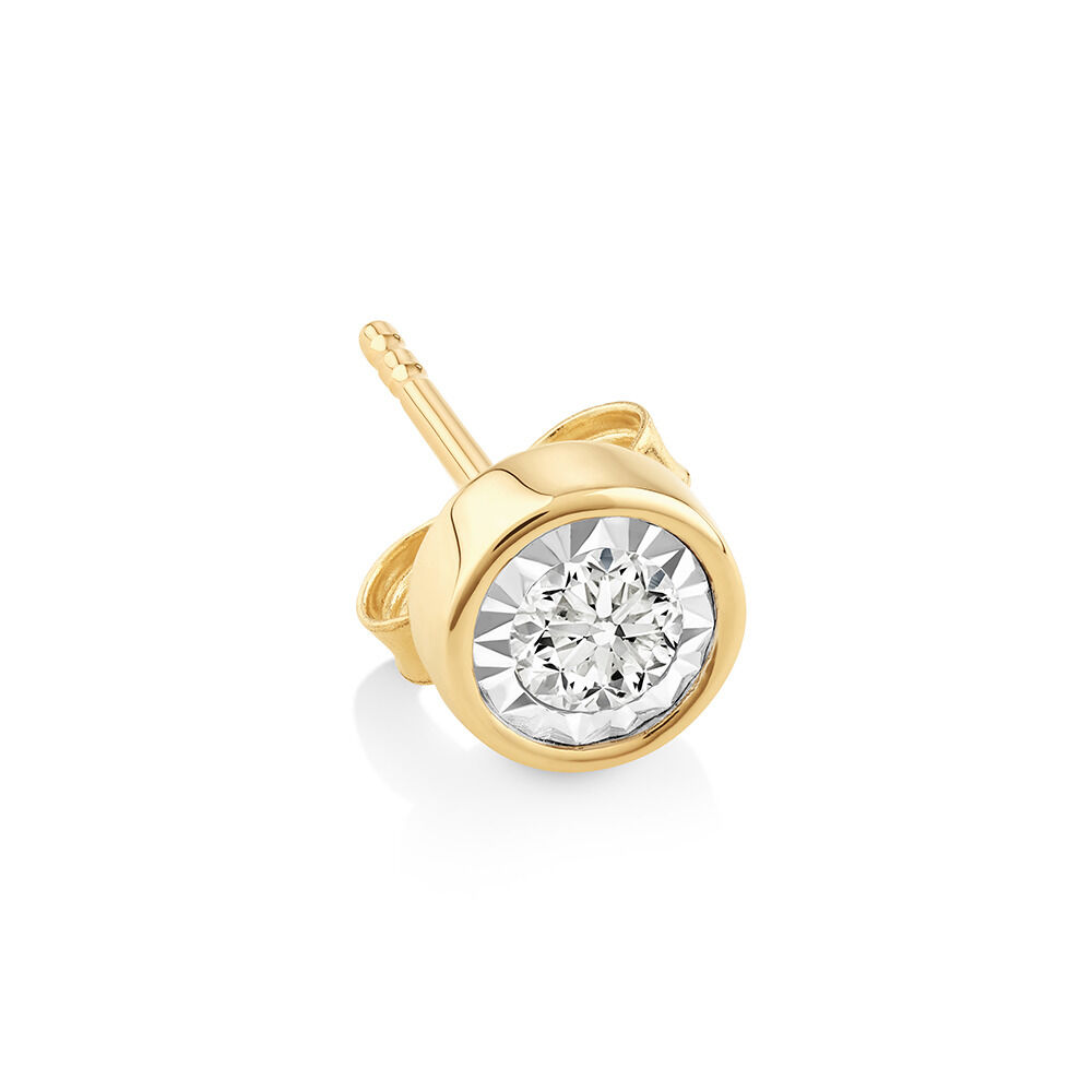 Single Solitaire Stud Earring with 0.10 Carat TW of Diamonds In 10kt Yellow Gold