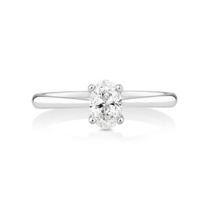 0.50 Carat TW Oval Solitaire Engagement Ring in 14kt White Gold