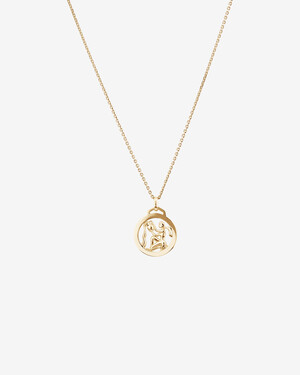 Pendentif du signe du zodiaque Verseau avec chaîne en or jaune 10 K