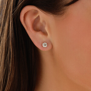 Classic Stud Earrings with 1.46 Carat TW of Diamonds in 14kt White Gold