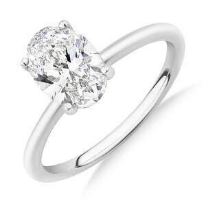 1.50 Carat Oval Laboratory-Grown Diamond Ring in 14kt White Gold