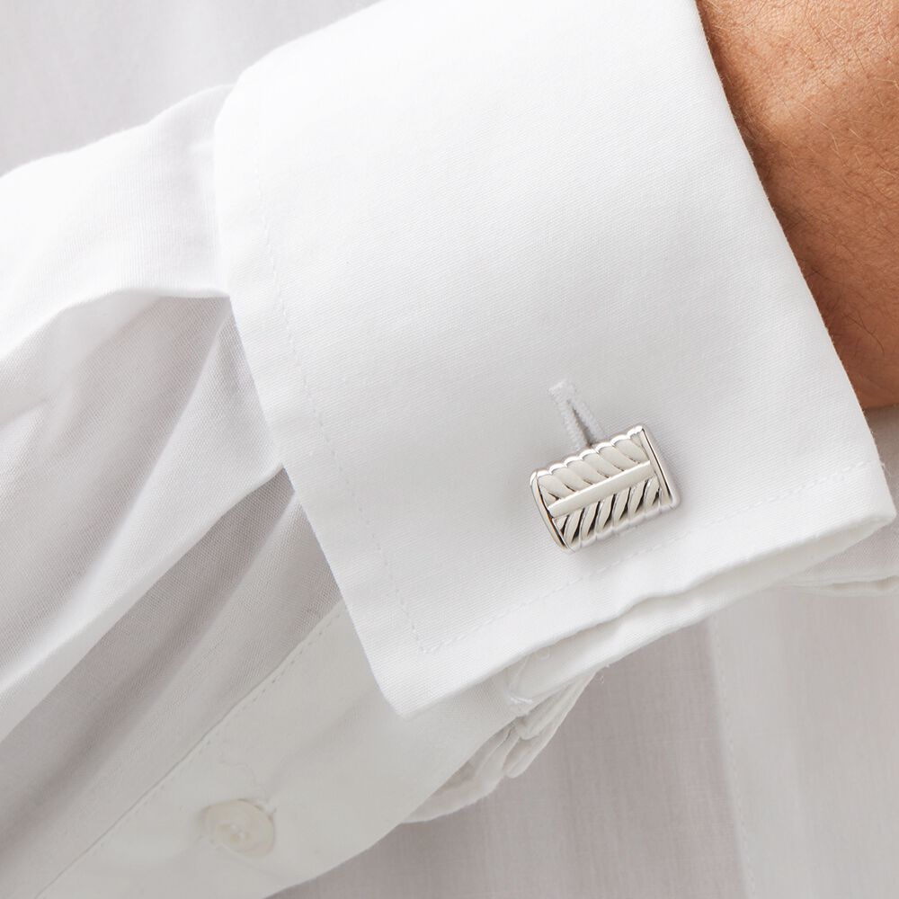 Rectangle Textured Cufflinks in Sterling Silver