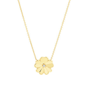 Flower Necklace with Diamonds in 10kt Yellow Gold