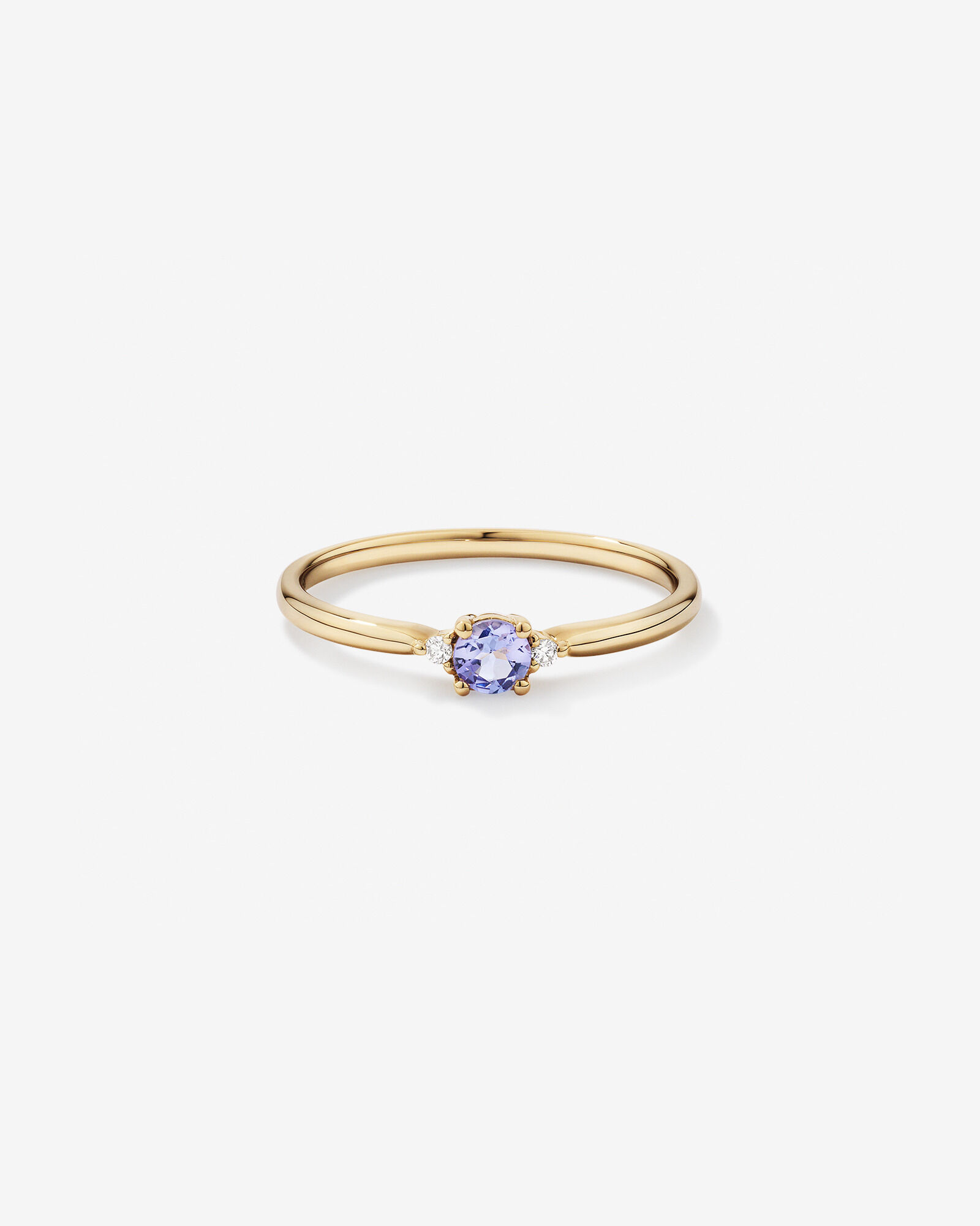 3 Stone Ring with Tanzanite Diamonds in 10kt Yellow Gold