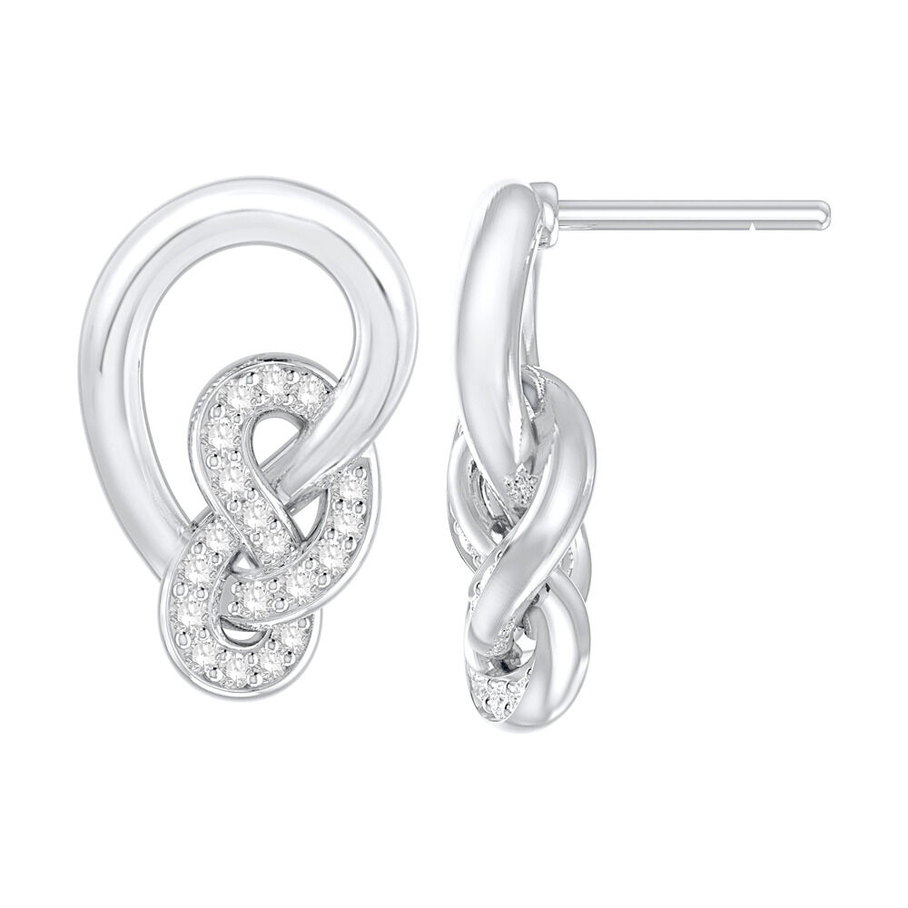 Knots Stud Earrings with 0.16 Carat TW of Diamonds in Sterling Silver