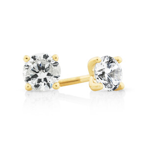 Stud Earrings with 0.70 Carat TW of Diamonds in 14ct Yellow Gold