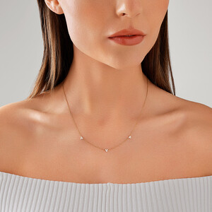 Station Necklace With 0.25 Carat TW Diamonds in 10kt Yellow Gold