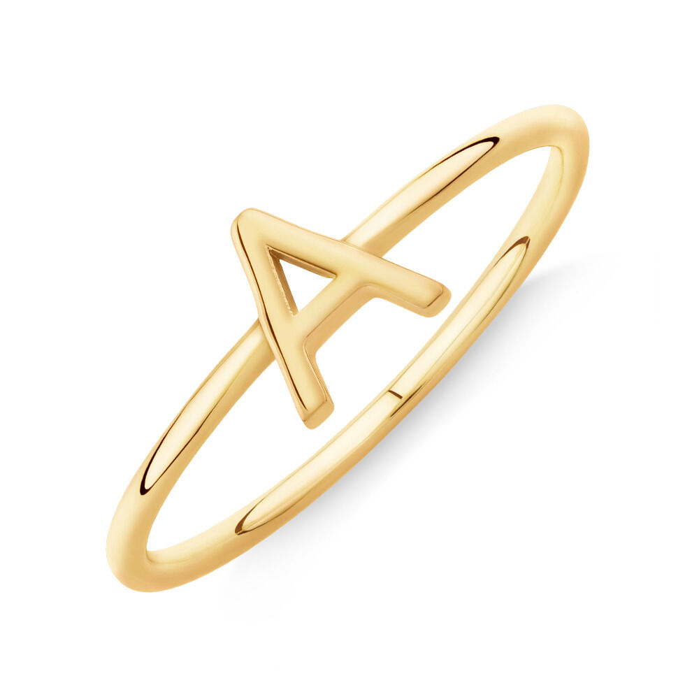 A Initial Ring in 10kt Yellow Gold