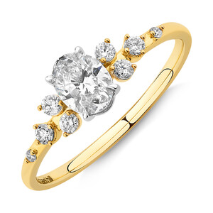 Oval Scatter Ring with 0.63 Carat TW of Diamonds in 14kt Yellow & White Gold
