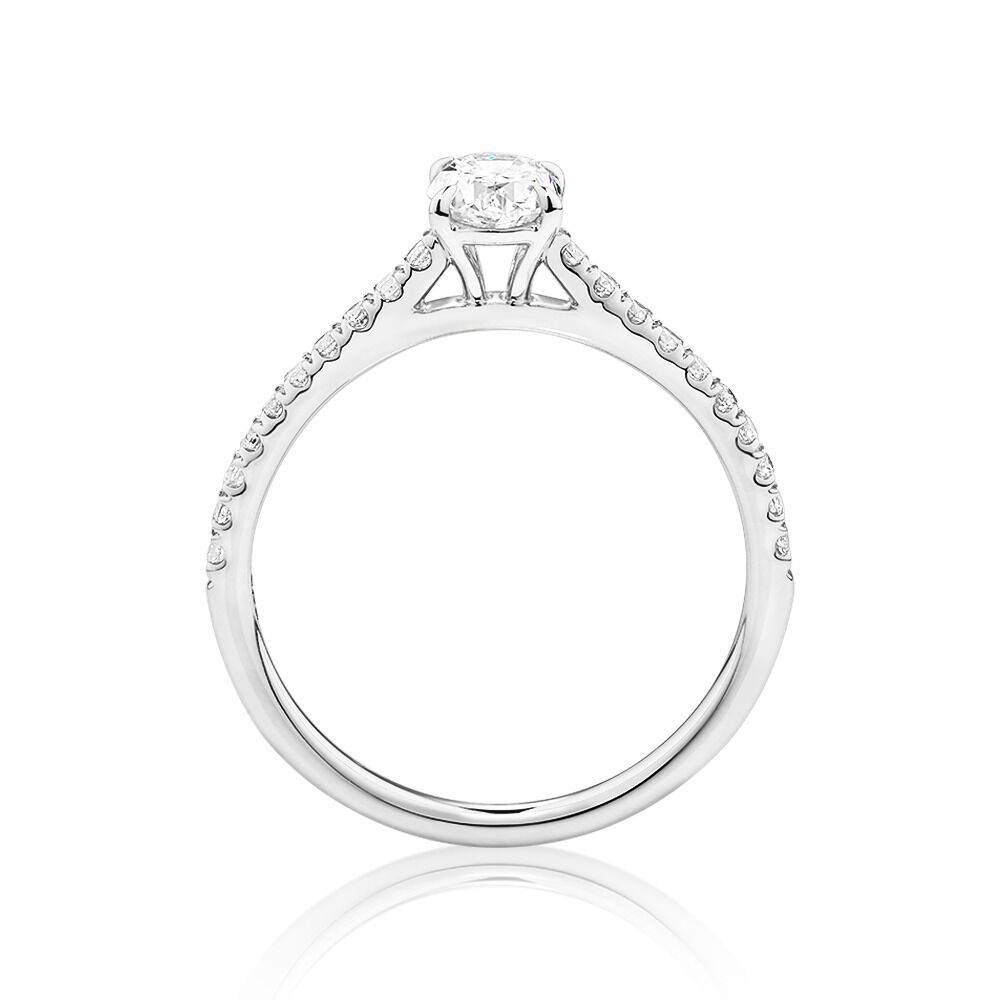Oval Solitaire Ring with 0.70 Carat TW of Diamonds in 14kt White Gold