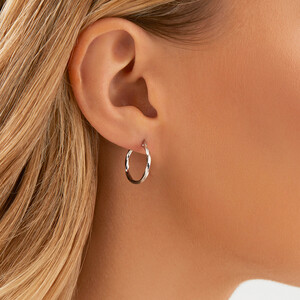 15mm Square Twist Hoop Earrings in 10kt White Gold