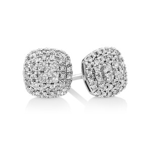 0.30 Carat TW Cushion Shaped Diamond Cluster Stud Earrings in 10kt White Gold