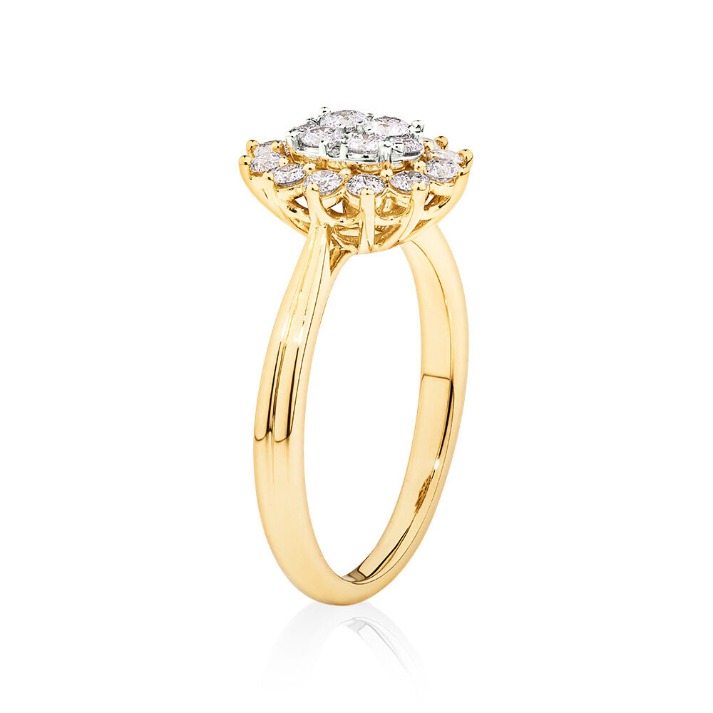 Cluster Ring with 0.62 Carat TW of Diamonds in 14kt Yellow Gold