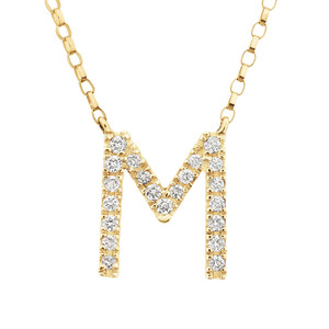 Collier à initiale « M » en or jaune 10 K avec diamants totalisant 0,10 ct