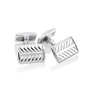 Rectangle Textured Cufflinks in Sterling Silver