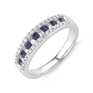 Ring with Sapphire & 0.29 Carat TW of Diamonds In 10kt White Gold