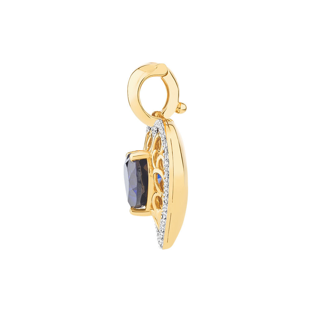 Heart Enhancer with Laboratory Created Sapphire & Natural Diamonds in 10kt Yellow Gold