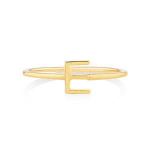 E Initial Ring in 10kt Yellow Gold