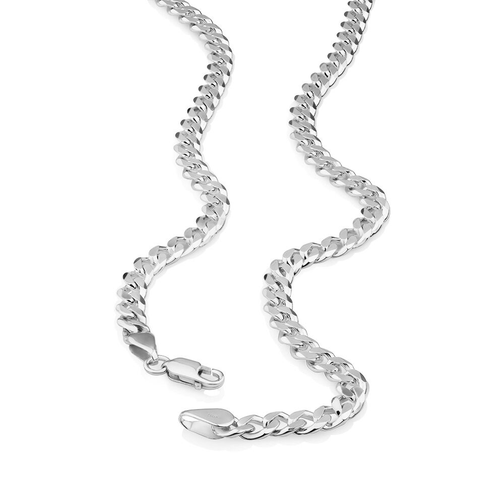 60cm (24") 5mm-5.5mm Width Curb Chain in Sterling Silver