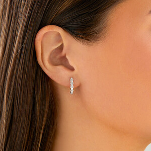 Huggie Earrings with 0.50 Carat TW of Diamonds in 10kt White Gold