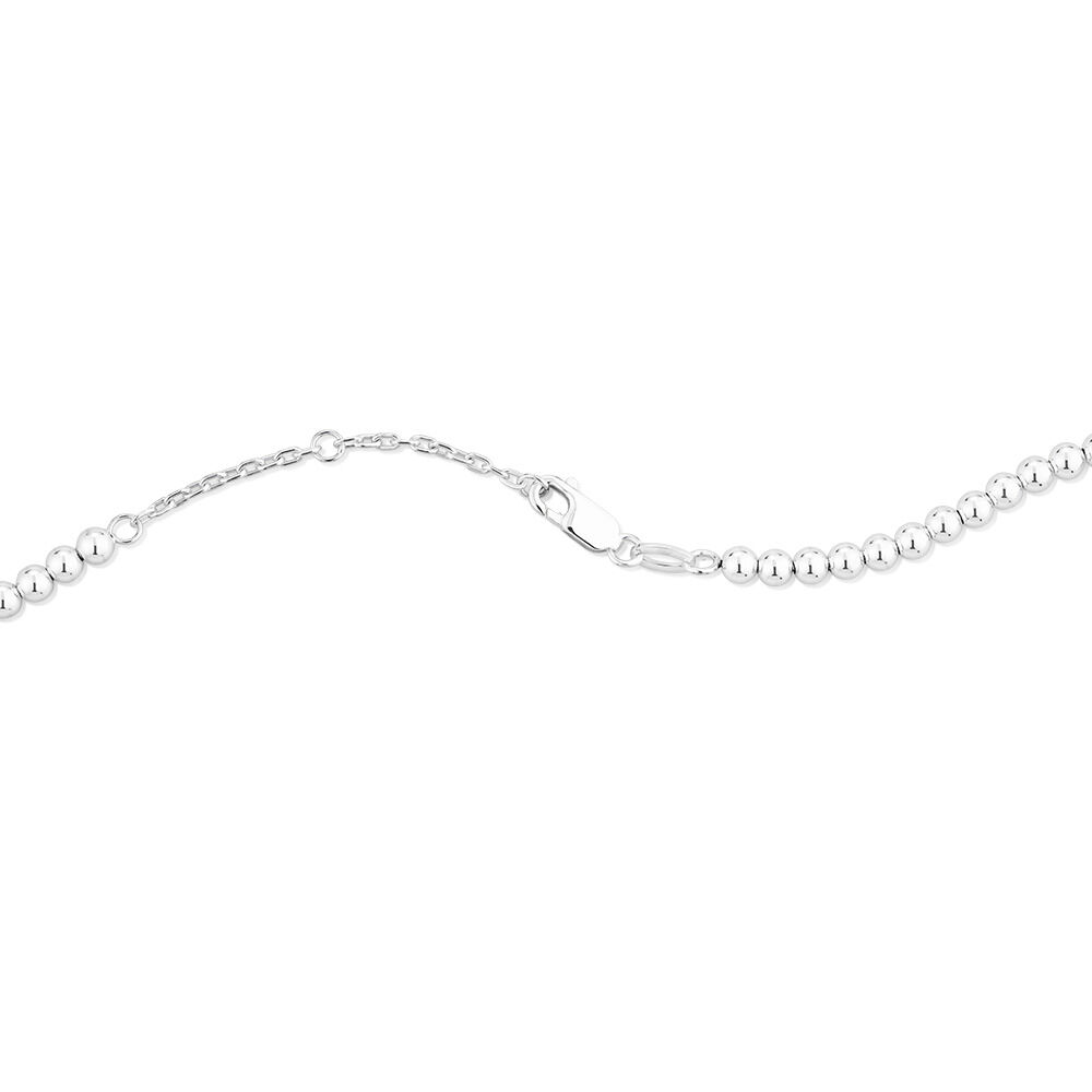 45cm (18") Engravable Heart Bead Necklace in Sterling Silver