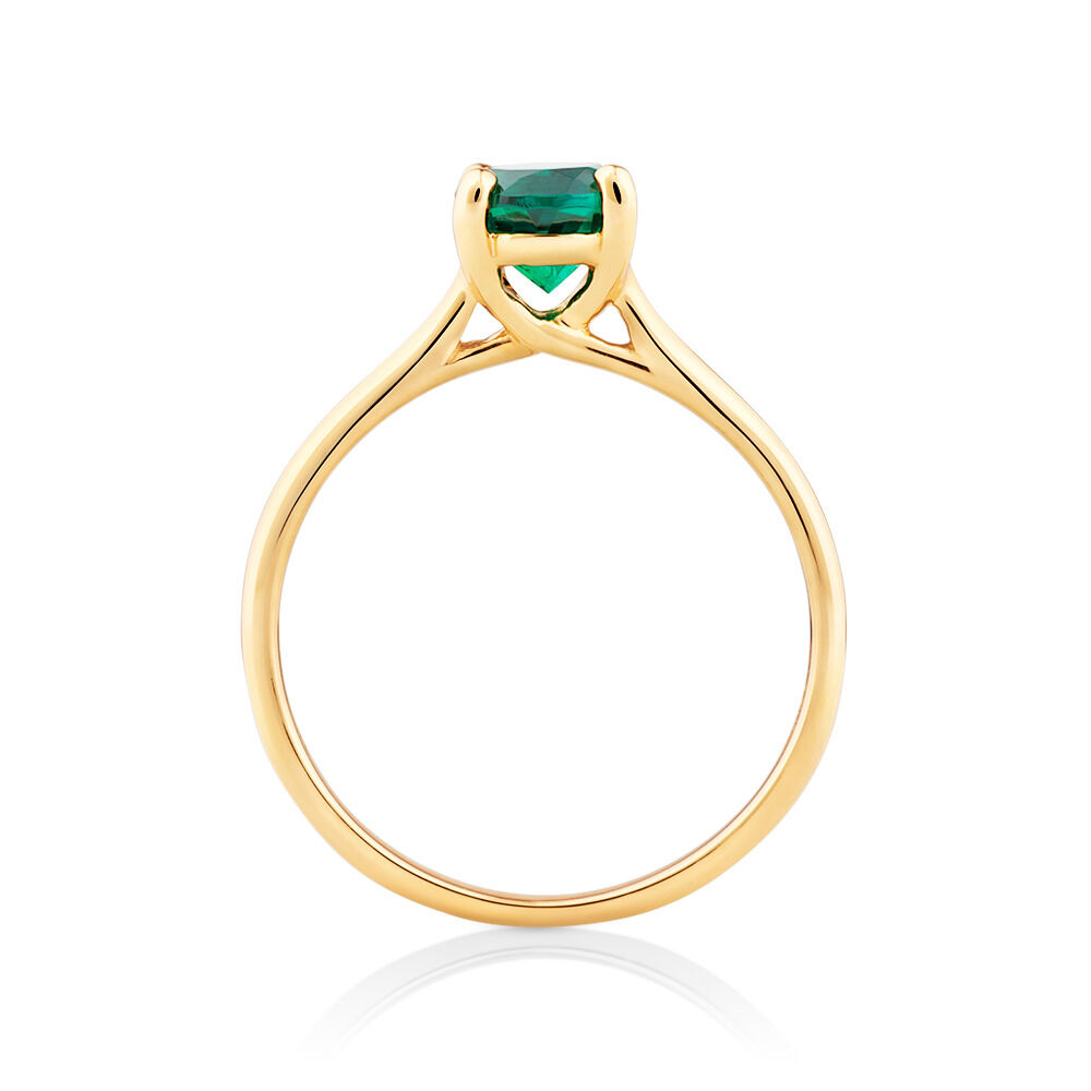 Ring with Laboratory Created Emerald in 10kt Yellow Gold
