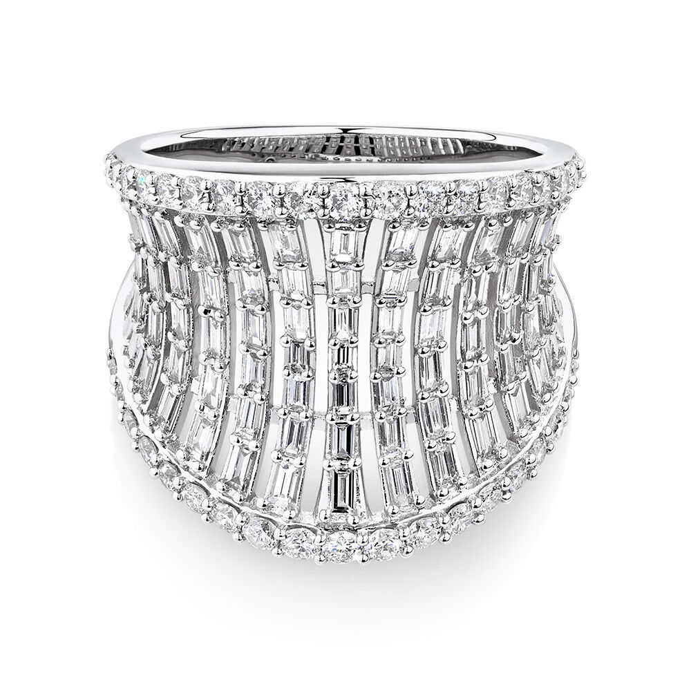 Concave Ring with 1.50 Carat TW of Diamonds in 14kt White Gold