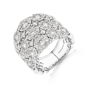 3 Row Bubble Ring with 3.00 Carat TW Diamonds in 14kt White Gold