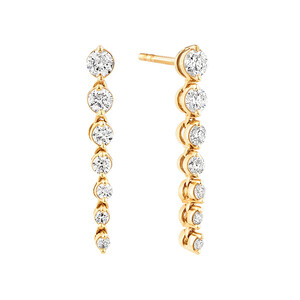 0,50 carat TW Boucles d'oreilles pendantes graduées en diamant en or jaune 18kt