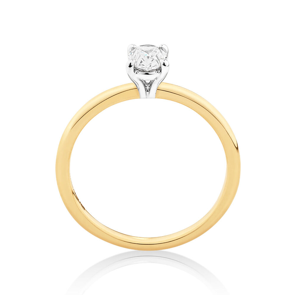 Certified Oval Solitaire Ring with 0.50 Carat TW of Diamonds in 14kt Yellow & White Gold