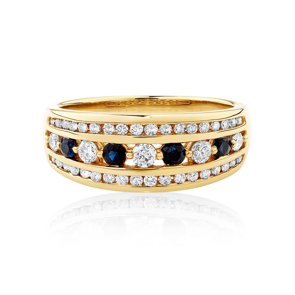 Ring with Sapphire & 0.50 Carat TW of Diamonds in 14kt Yellow Gold