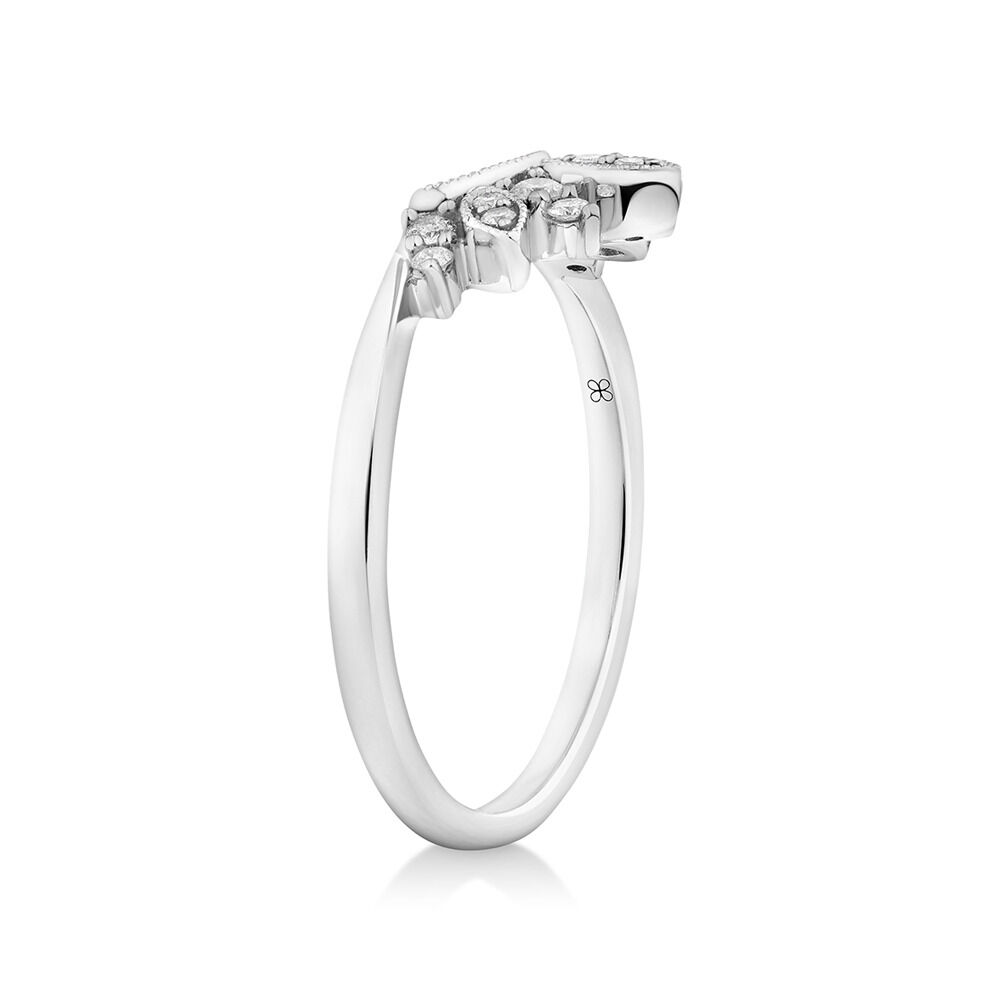 Evermore Contoured Wedding Band with Diamonds in 10kt White Gold